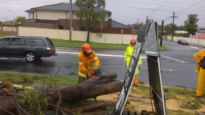 Mt Riverview brigade regularly participates in storm damage recovery - in this case, at Mt Druitt in early 2016.