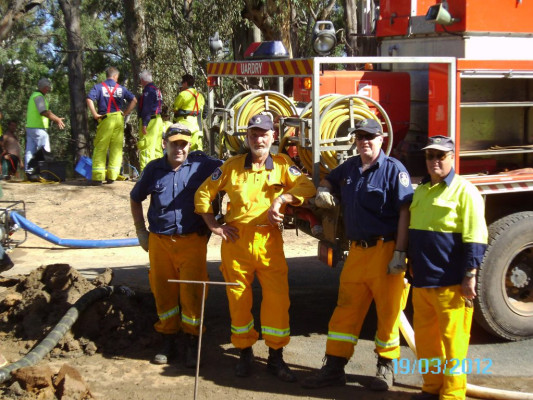 Brigade members who helped out during a flood emergency in the Hay region in 2012.