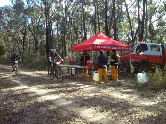Each year Mt Riverview brigade runs a drink station for competitors in the Woodford to Glenbrook Classic
